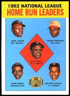 01TA 211 NL HR Leaders (Willie Mays Hank Aaron- Frank Robinson Ernie Banks Orlando Cepeda) 63.jpg